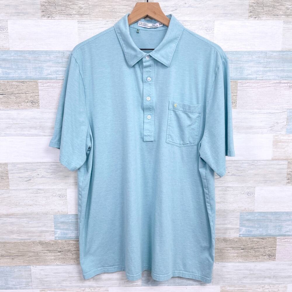 Criquet Short Sleeve Pima Cotton Polo Shirt Blue Stretch Golf Casual XXL 2XL